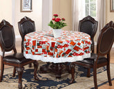 Kuber Industries Heart Print Round Table Cover, Oil-Proof Spill-Proof and Water Resistance PVC Table Cover, Decorative Fabric Circular Table Cover for Outdoor and Indoor Use (Maroon)-KUBMART11818